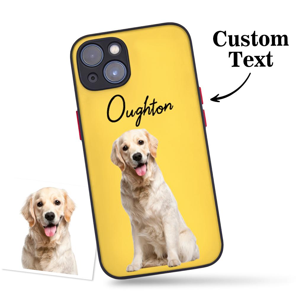 Custom Pet Photo Green iPhone Case with Text Protective Phone Case