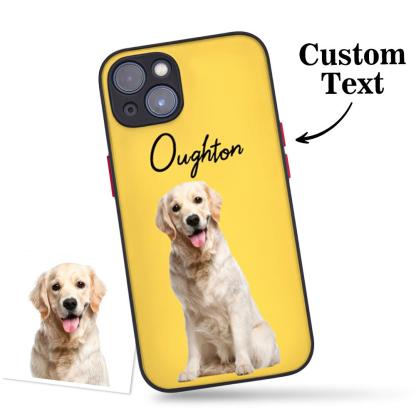 Custom Pet Photo Green iPhone Case with Text Protective Phone Case