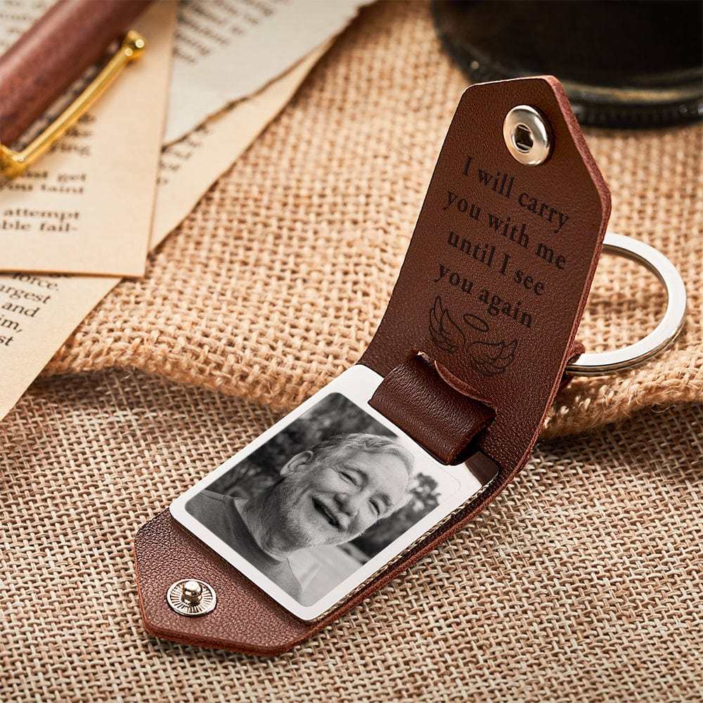 Custom Photo PU Leather Keychain Personalized Keychain for Memorial Gift