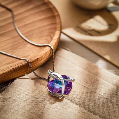 Custom Engraved Necklace Crystal Heart Love Gifts for Women