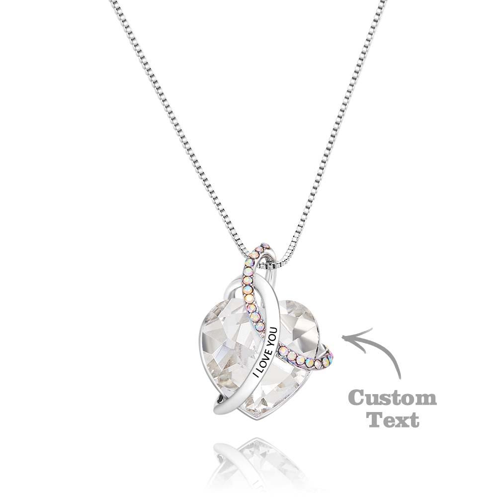 Custom Engraved Necklace Crystal Heart Love Gifts for Women