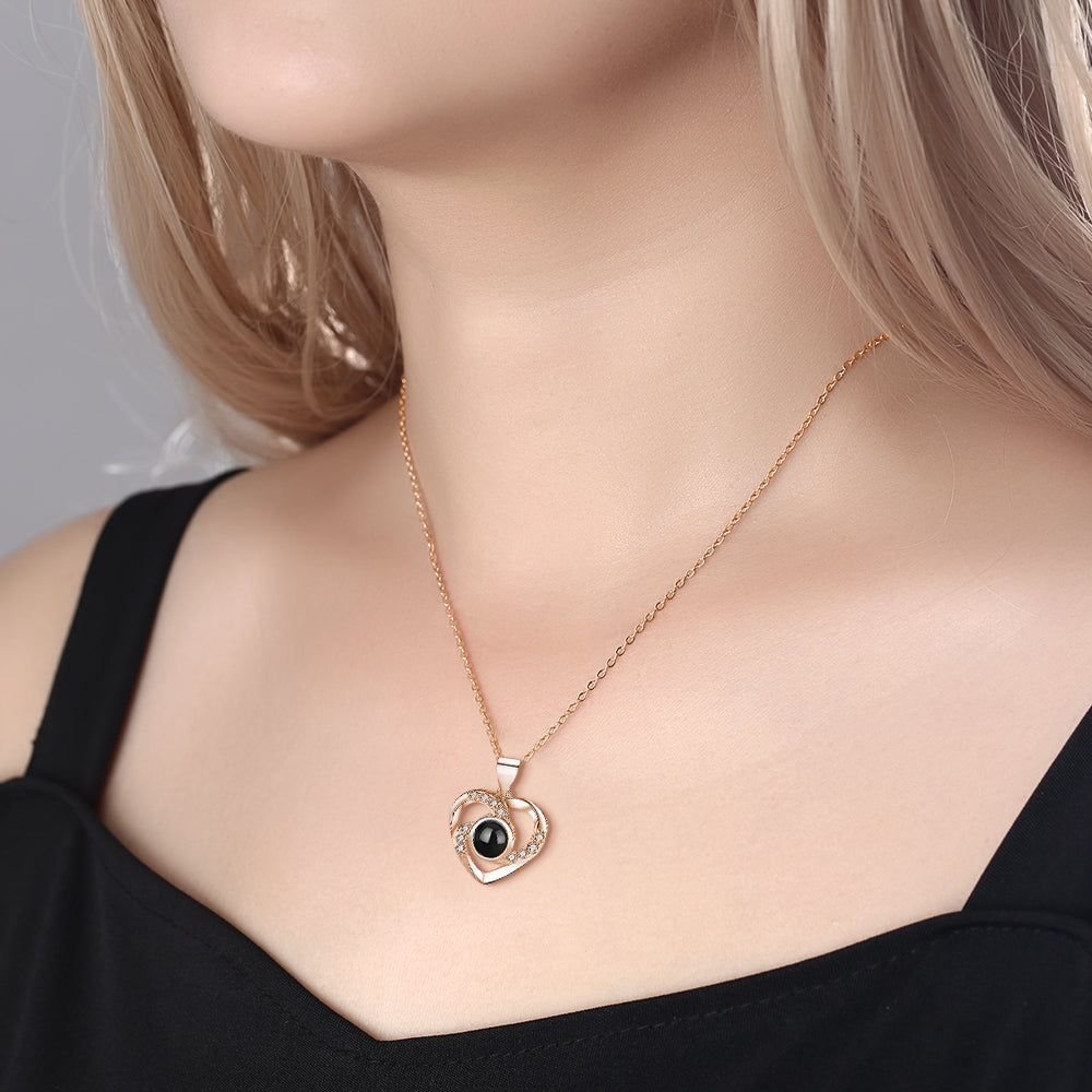 Custom Heart Projection Necklace - Elegant Photo Gift for Her