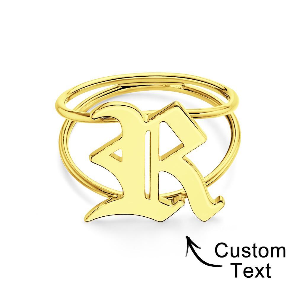 Old English Initial Custom Gothic Ring Personalized gift Ring