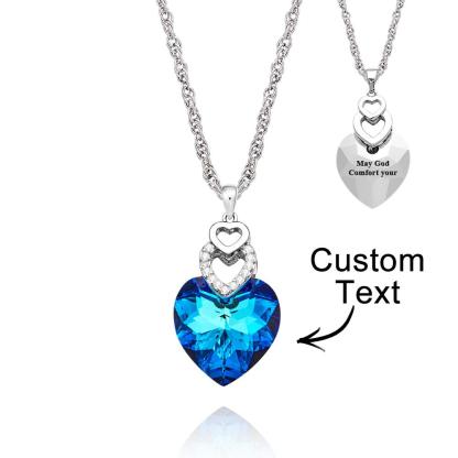 Custom Engraved Necklace Heart Colorful Light Crystal Delicate Gifts