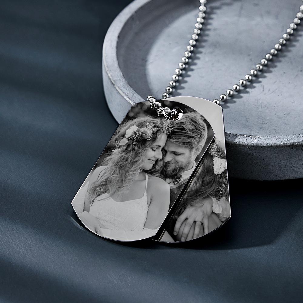 Custom Double Dog Tag Necklace Personalised Jewellery for Men's Wedding Gift