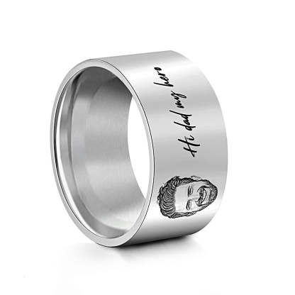 Custom Men's Ring Personalized Photo Ring With Engraved Words Perfect Gift For Daddy On Father's Day