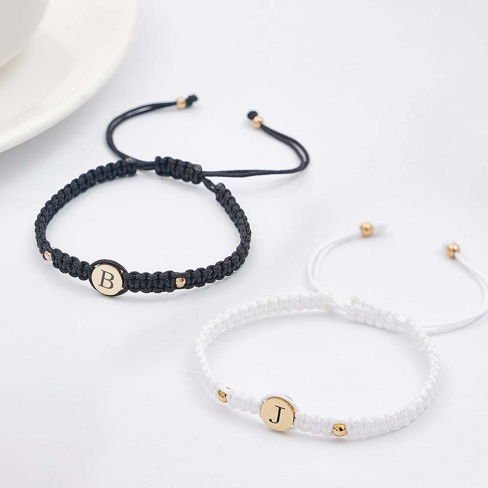 Personalized Couple Bracelets Matching Bracelets for Couples Engraving Braided Rope Wrist Couples Bracelets Gift for Lover