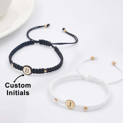 Personalized Couple Bracelets Matching Bracelets for Couples Engraving Braided Rope Wrist Couples Bracelets Gift for Lover