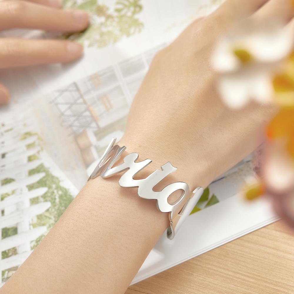 Custom Name Wide Open Bracelet Personalized Unique Bracelet For Women