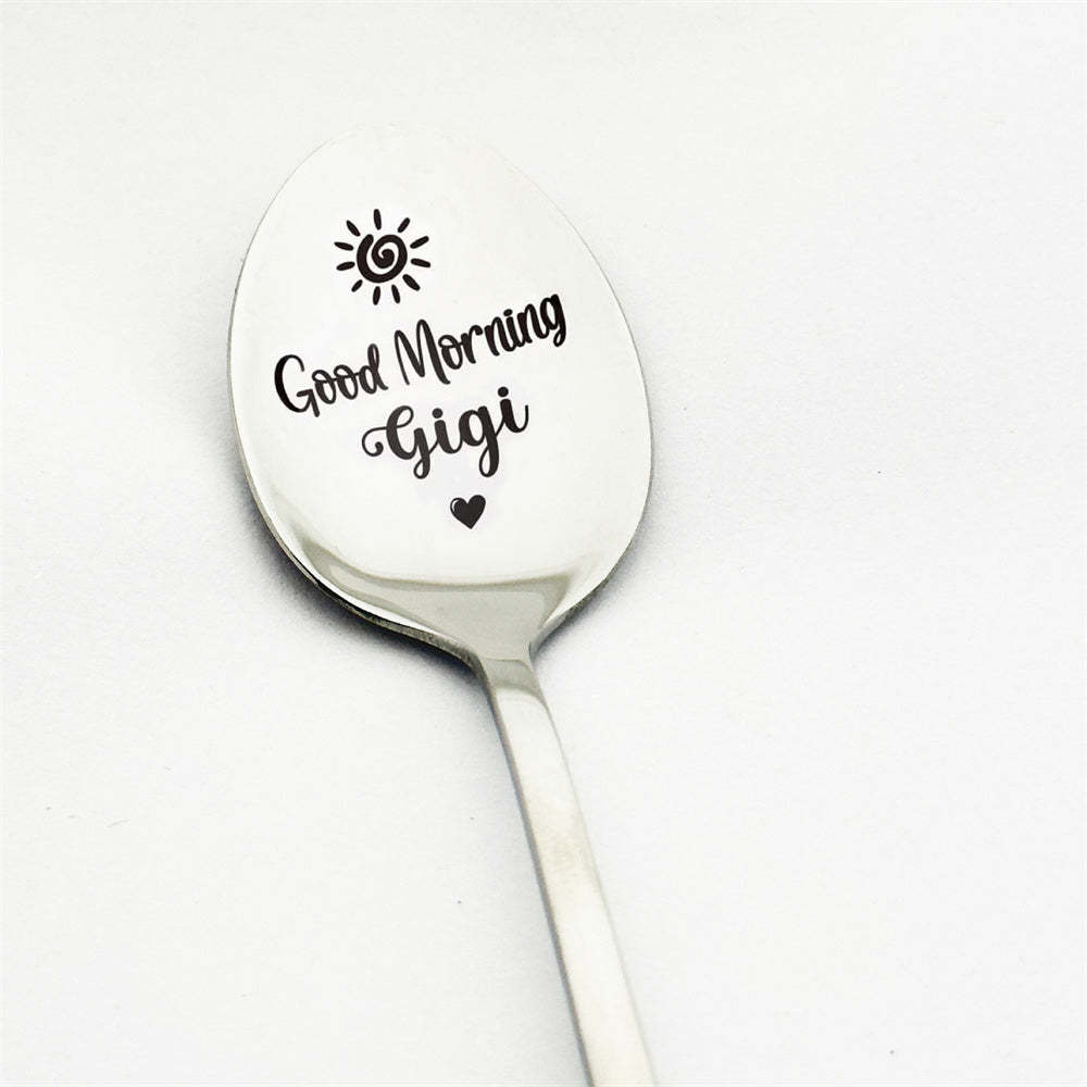 Good Morning Coffee Spoon Stainless Steel Spoon Gift for Nana Papa Mom