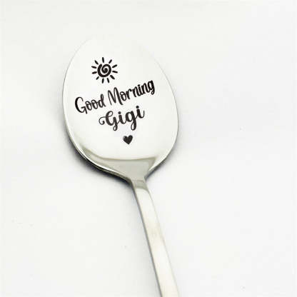Good Morning Coffee Spoon Stainless Steel Spoon Gift for Nana Papa Mom