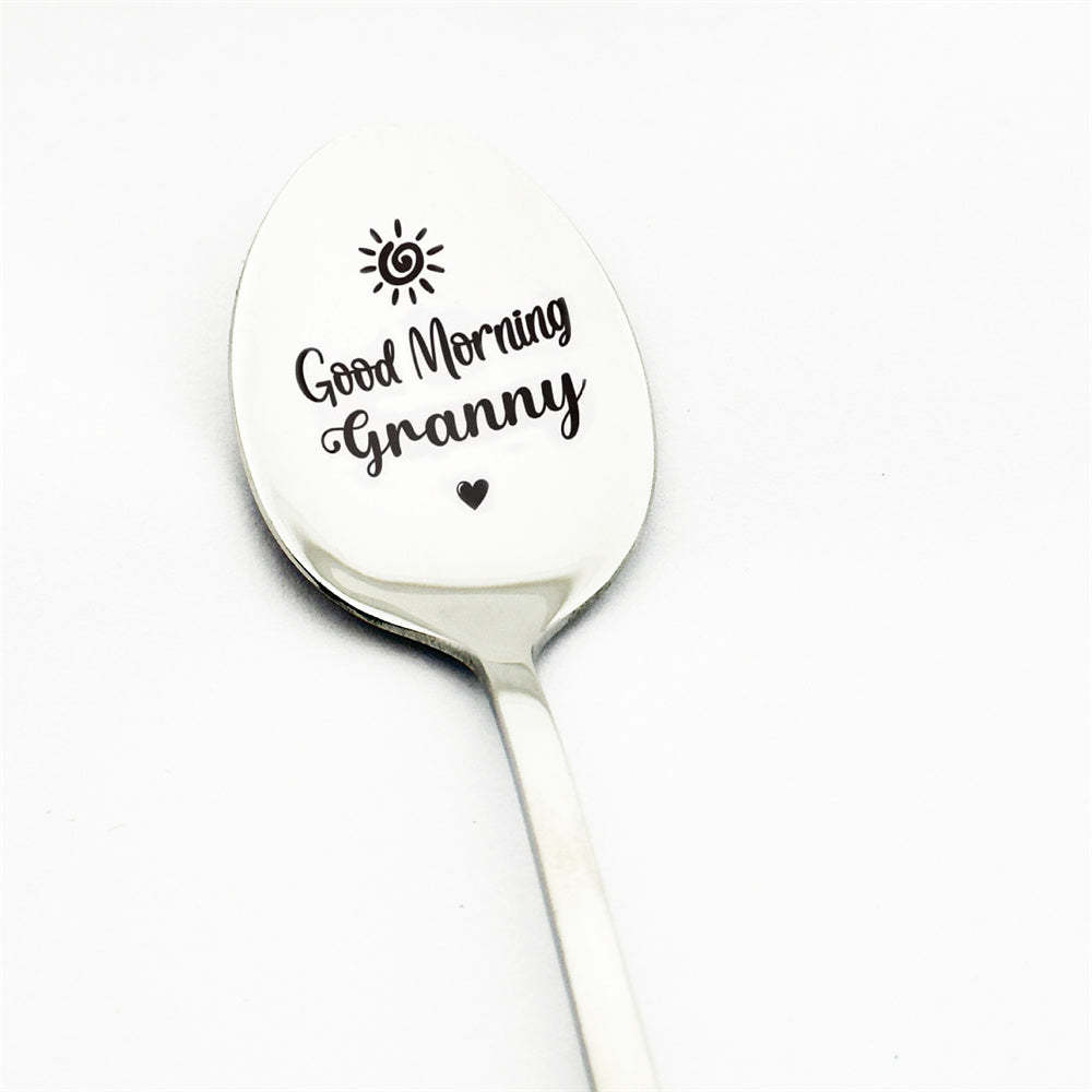 Good Morning Coffee Spoon Stainless Steel Spoon Gift for Nana Papa Mom
