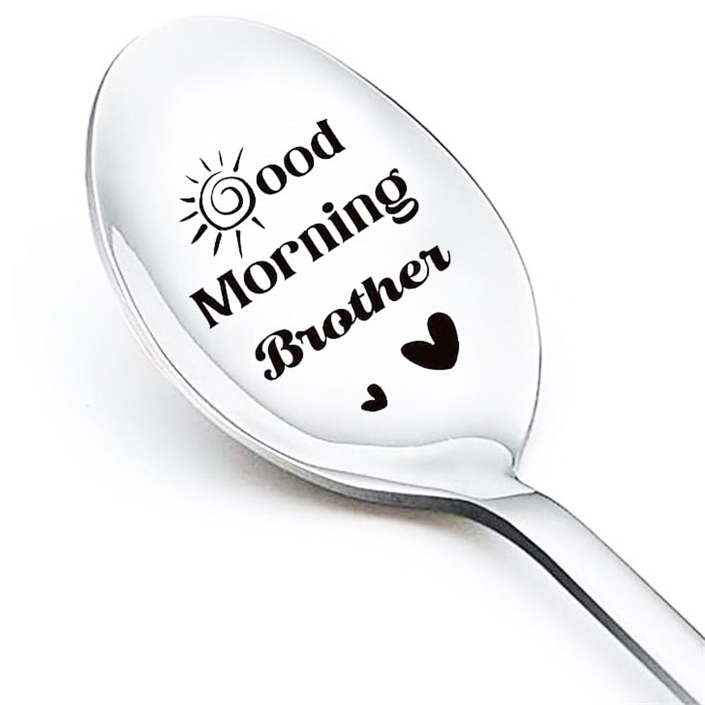 Good Morning Coffee Spoon Stainless Steel Spoon Gift for Nana Papa Mom