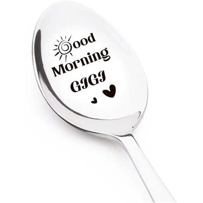 Good Morning Coffee Spoon Stainless Steel Spoon Gift for Nana Papa Mom