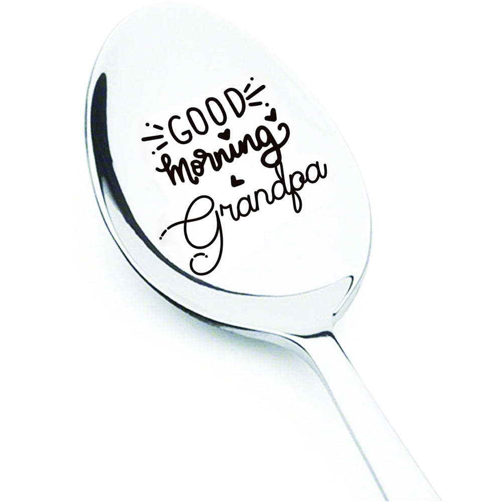 Good Morning Coffee Spoon Stainless Steel Spoon Gift for Nana Papa Mom
