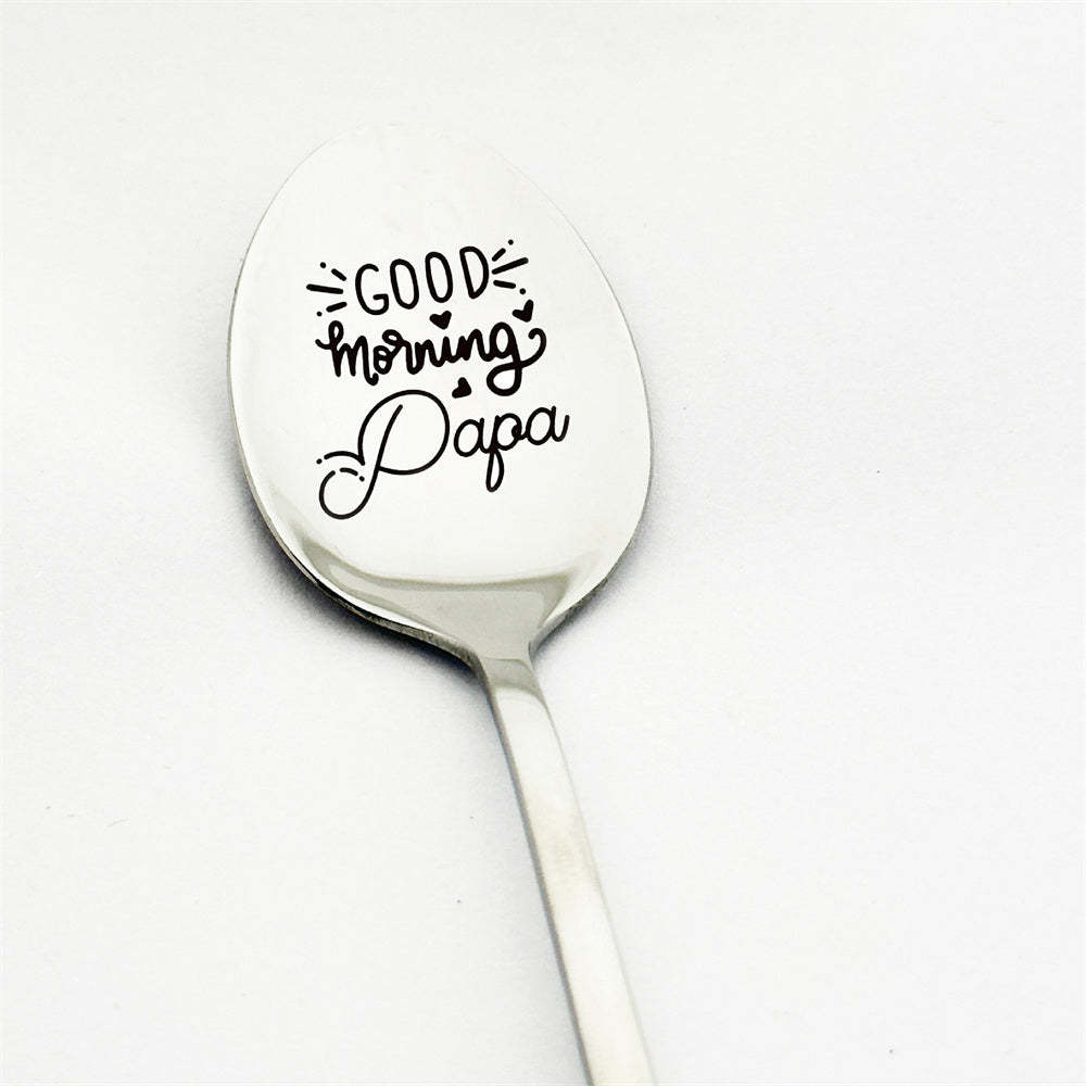 Good Morning Coffee Spoon Stainless Steel Spoon Gift for Nana Papa Mom