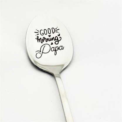 Good Morning Coffee Spoon Stainless Steel Spoon Gift for Nana Papa Mom