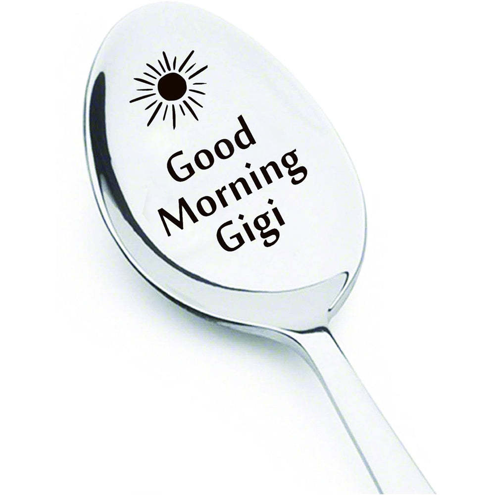 Good Morning Coffee Spoon Stainless Steel Spoon Gift for Nana Papa Mom