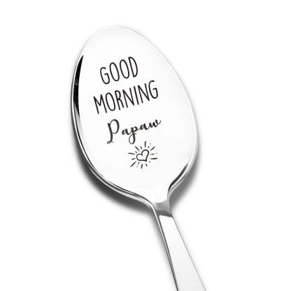 Good Morning Coffee Spoon Stainless Steel Spoon Gift for Nana Papa Mom