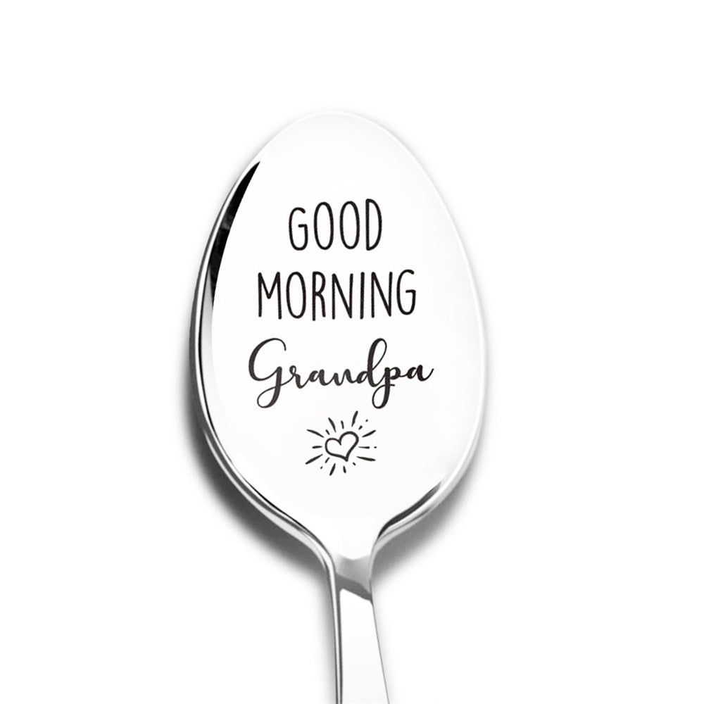 Good Morning Coffee Spoon Stainless Steel Spoon Gift for Nana Papa Mom