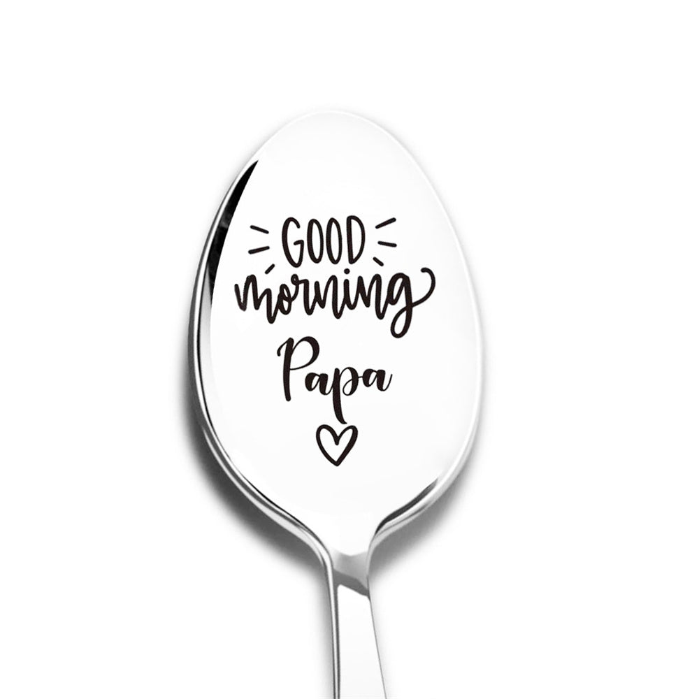 Good Morning Coffee Spoon Stainless Steel Spoon Gift for Nana Papa Mom
