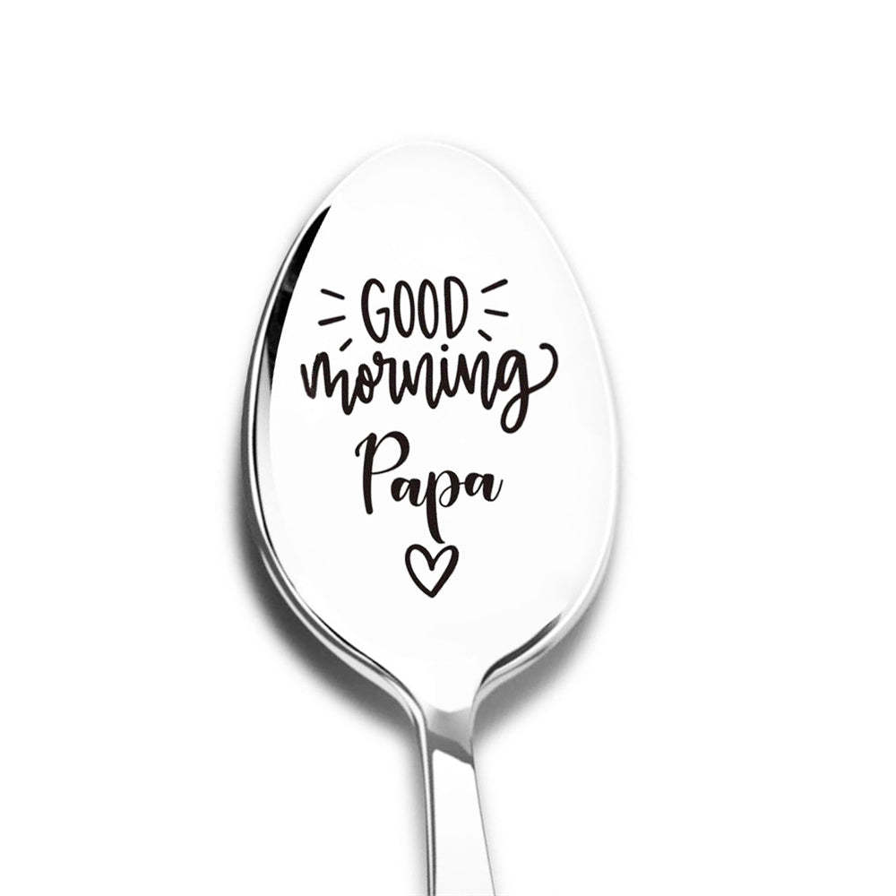 Good Morning Coffee Spoon Stainless Steel Spoon Gift for Nana Papa Mom