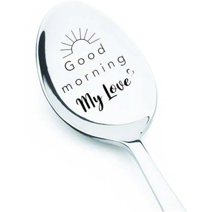 Good Morning Coffee Spoon Stainless Steel Spoon Gift for Nana Papa Mom