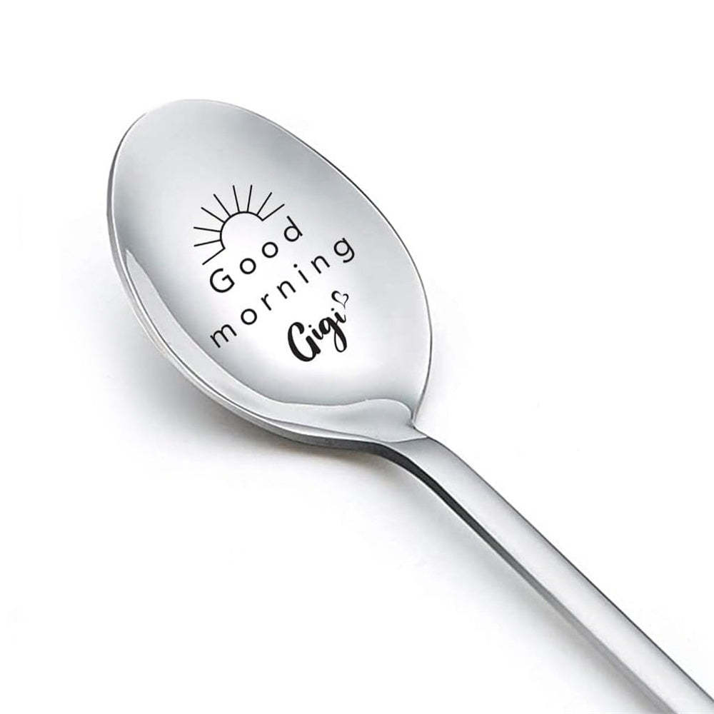 Good Morning Coffee Spoon Stainless Steel Spoon Gift for Nana Papa Mom