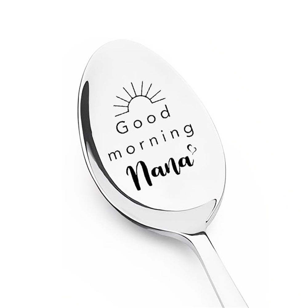Good Morning Coffee Spoon Stainless Steel Spoon Gift for Nana Papa Mom