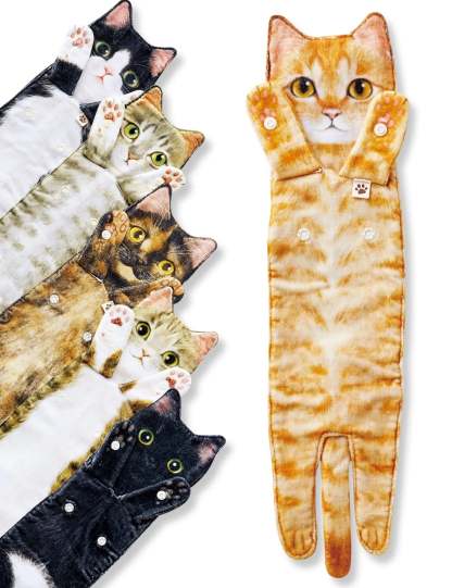 Cute Cat Decor Hanging Face Towels Soft Funny Face Towels Gift for Women Cat Lovers