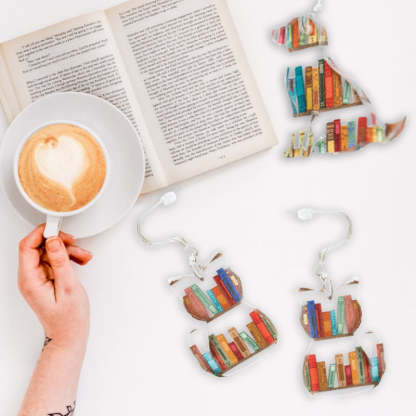 Cat Dog Book Earrings Funny Acrylic Bookshelf Earring Jewelry for Book Lover Gifts