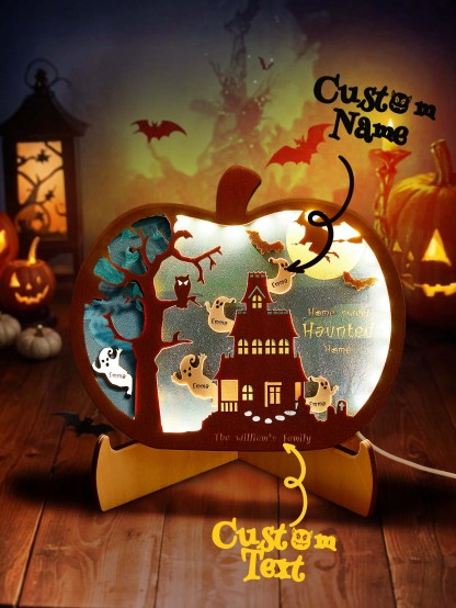 Personalized Halloween Light with Family Name Halloween Decorations Night Light Gifts for Family