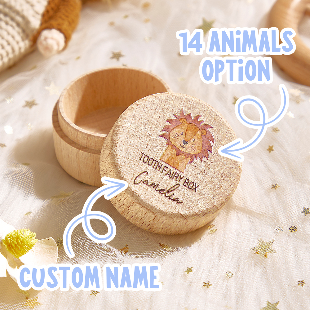 Personalized Wooden Tooth Box with Engraved Name Tooth Fairy Keepsake Gift for Kids