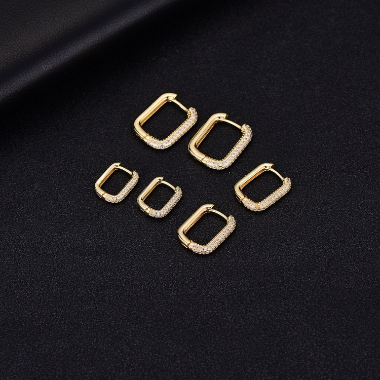 Geometric Rectangle Earrings Zircon Ear Buckle