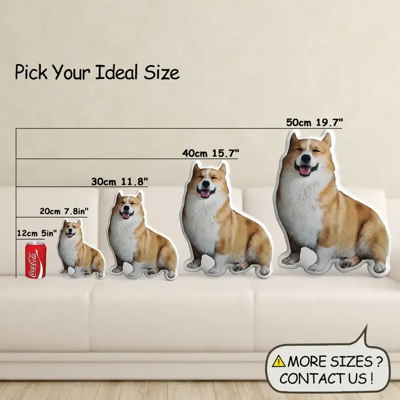 Custom Pet Pillow – Personalized Cat Dog Shaped Pillow Picture Pillow for Pet Lovers Unique Home Decor Gift