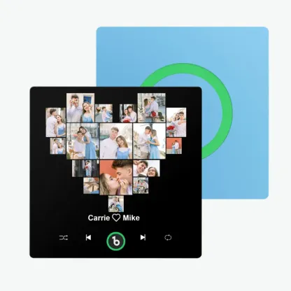 FridgeBeats Frameless Custom Photos Name with Heart Music Fridge Magnet Sticker Special for Valentine's Day New 4.0 Upgrade