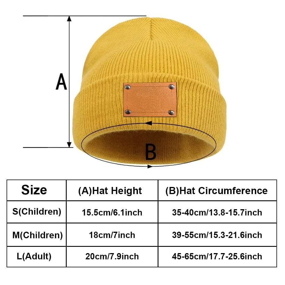 Personalized Baby Beanie Custom Name Leather Patch Beanie Gifts for Kids or Adult