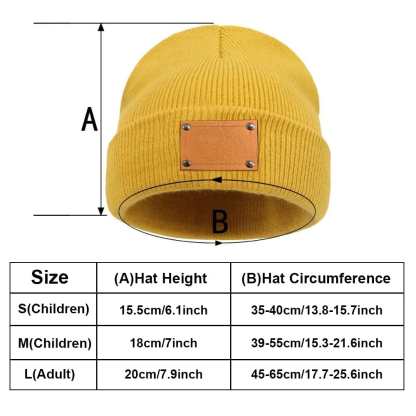 Personalized Baby Beanie Custom Name Leather Patch Beanie Gifts for Kids or Adult