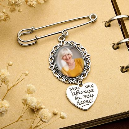 Personalized Angel Wings Pin Brooch Wedding Bouquet Photo Charm Wedding Memorial Gift for Bride