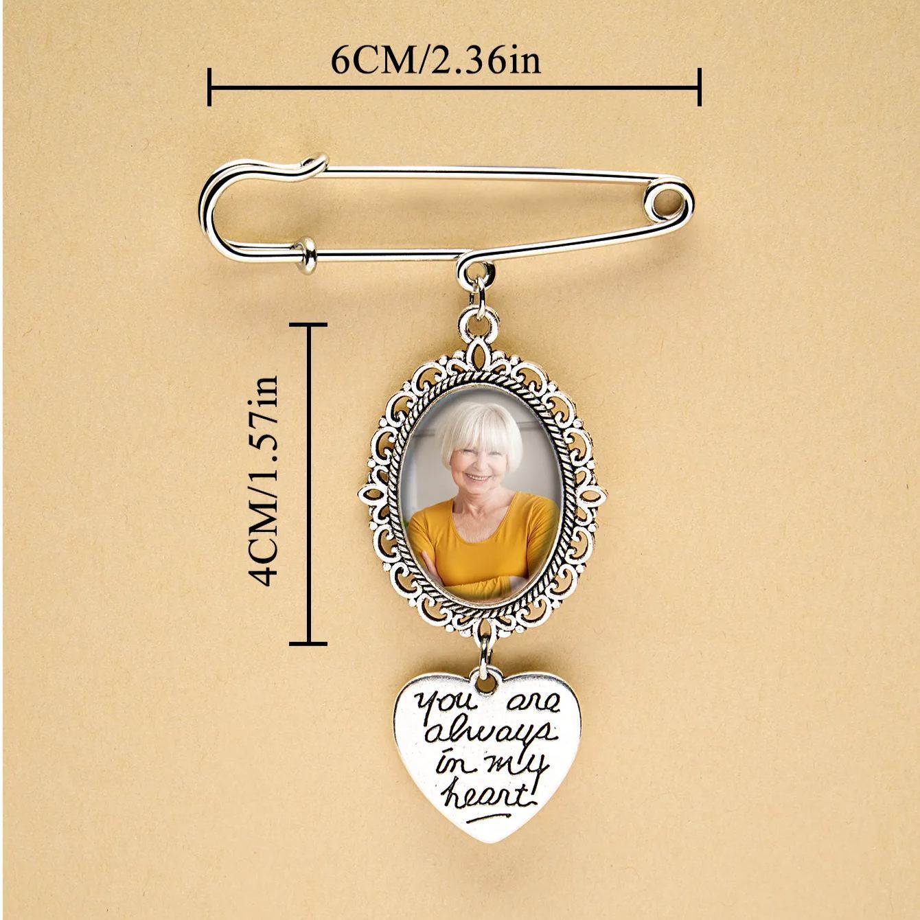 Personalized Angel Wings Pin Brooch Wedding Bouquet Photo Charm Wedding Memorial Gift for Bride