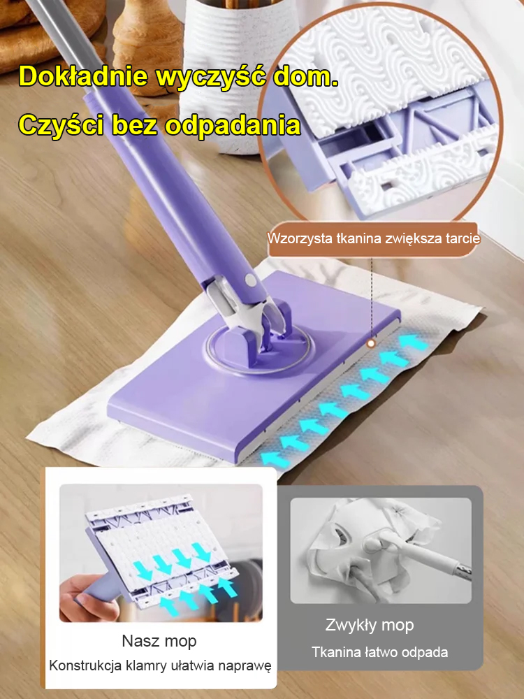 Nadal męczy Cię żmudna praca domowa? Ten mop z automatycznym dociskiem ściereczki i całkowicie bezproblemową obsługą całkowicie zrewolucjonizuje Twoje sprzątanie!