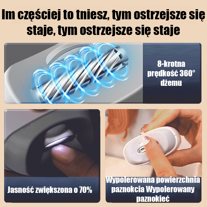 【Niezbędnik w każdym domu!】Elektryczny zmywacz do paznokci 😍 Automatyczne przycinanie i polerowanie za naciśnięciem przycisku, zapewniające natychmiastowe, gładkie paznokcie bez zadziorów.