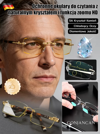Kryształowe okulary do czytania HD przeciwzmęczeniowe dla osób starszych.