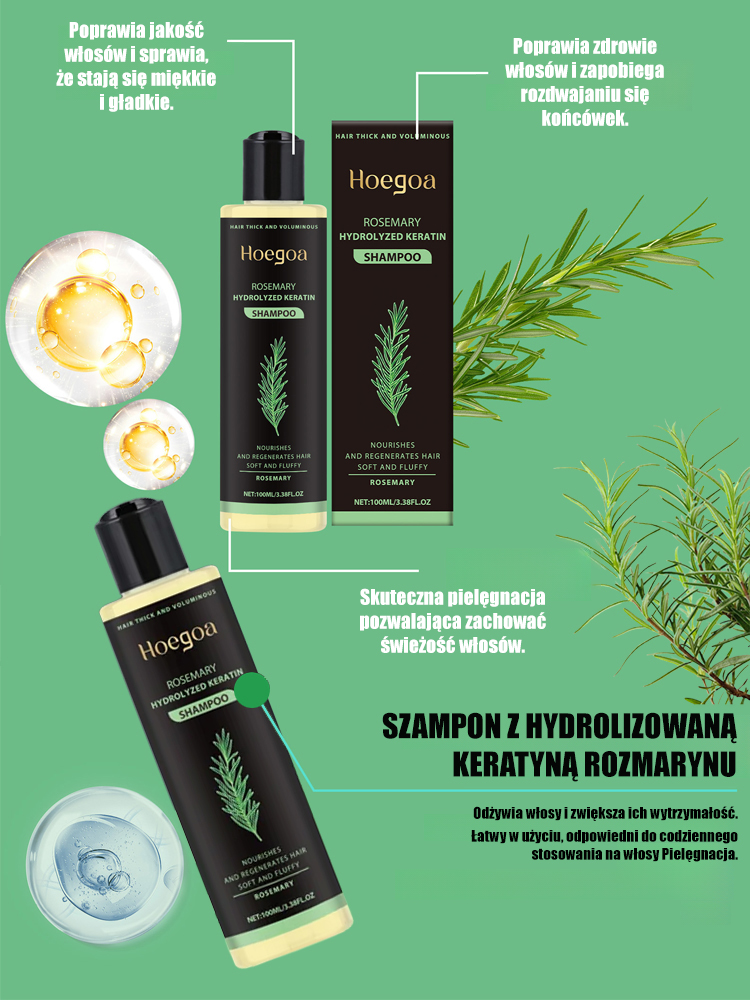 Szampon z ekstraktem ziołowym – Im mniej włosów, tym lepszy efekt ✨Naturalny wzrost, objętość i blask bez obciążania.