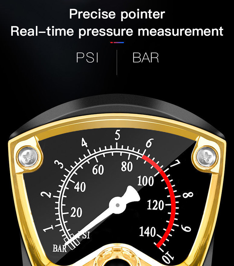 German mini foot pump with pressure gauge