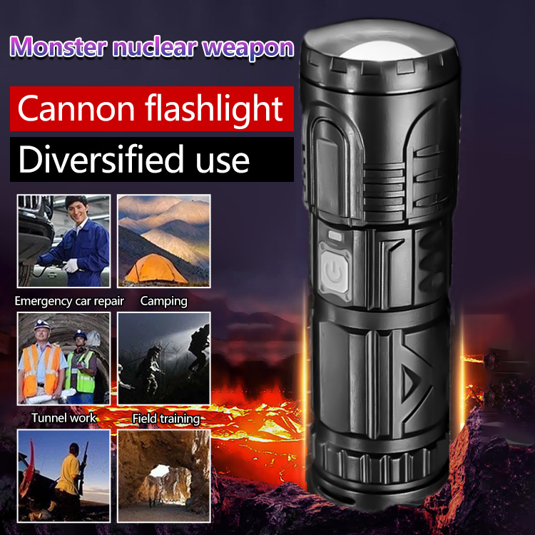 White laser telescopic zoom flashlight