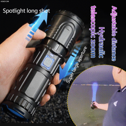 White laser telescopic zoom flashlight