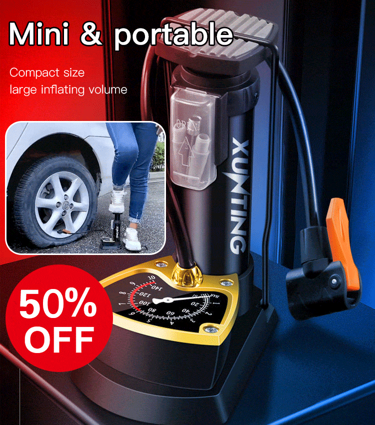 German mini foot pump with pressure gauge