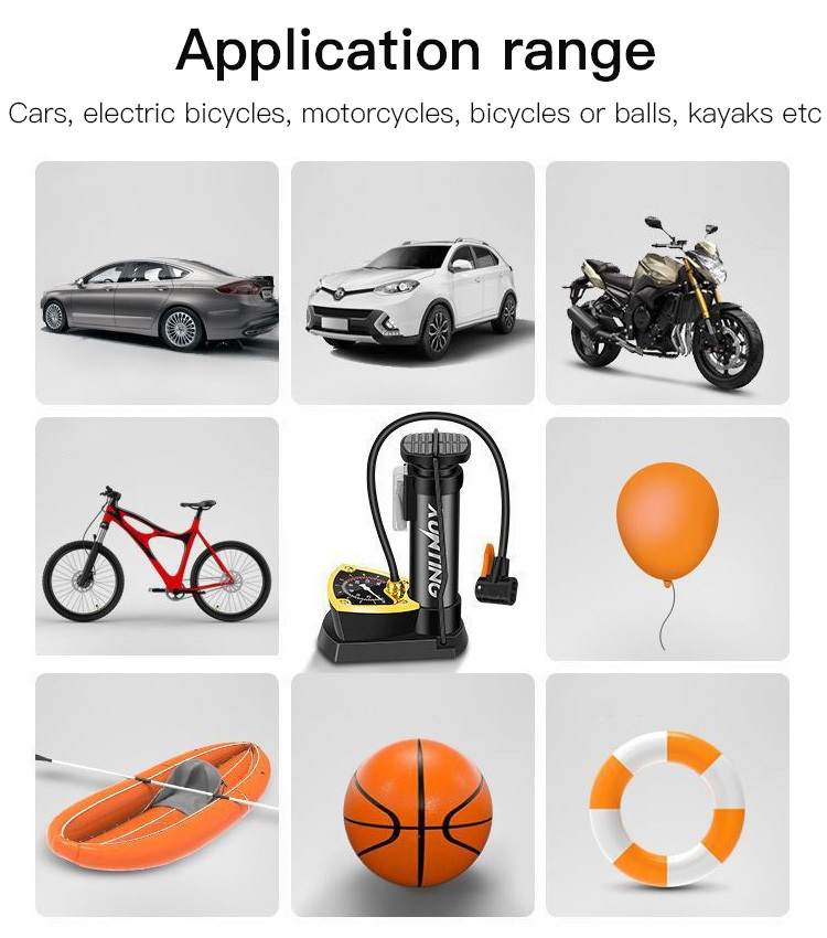 German mini foot pump with pressure gauge