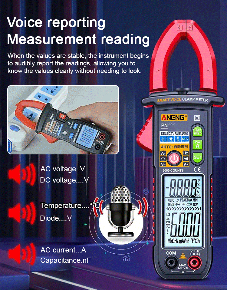 [Get Started in 1 Second] Fully Automatic Voice Clamp Meter